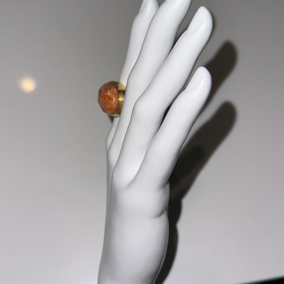 MARCIA MORAN brushed gold tone orange quartz cocktail statement ring 5.75 - Picture 4 of 6